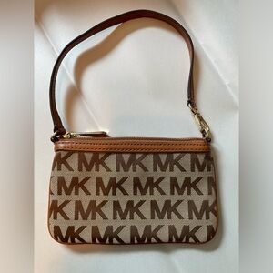 Michael Kors Jacquard Jet Set MK Monogram Brown Wristlet